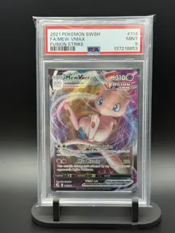 2021 POKEMON SWORD & SHIELD FUSION STRIKE #114 FULL ART/MEW VMAX PSA 9 - Image 1
