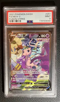 2021 POKEMON SWORD & SHIELD FUSION STRIKE #251 FULL ART/MEW V PSA 9 - Image 1