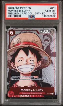 2023 ONE PIECE PREMIUM CARD COLLECTION 25TH EDITION #001 MONKEY D. LUFFY PSA 10 - Image 1