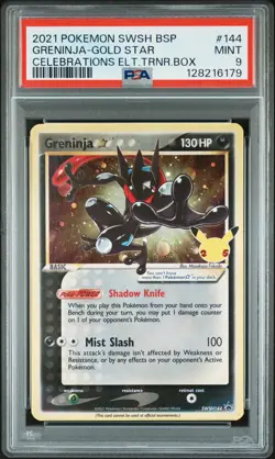 2021 POKEMON SWSH BLACK STAR PROMO #144 GRENINJA-GOLD STAR PSA 9 - Image 1
