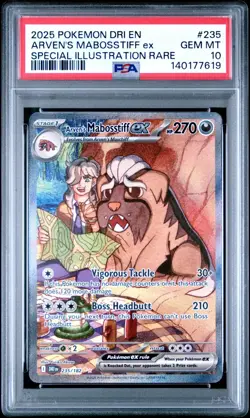 PSA 10 ARVEN'S MABOSSTIFF EX 235/182 SIR DESTINED RIVALS POKEMON 🌑 - Image 1