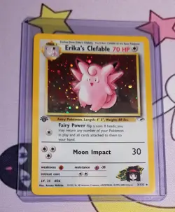 Erika's Clefable Holo Swirl 1st Edition NM 3/132 Gym Heroes Pokemon - Image 1
