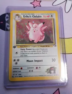 Erika's Clefable Holo Swirl 1st Edition NM 3/132 Gym Heroes Pokemon - Image 2