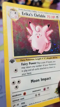 Erika's Clefable Holo Swirl 1st Edition NM 3/132 Gym Heroes Pokemon - Image 5