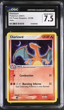 CGC 7.5 Charizard 2007 EX Power Keepers 6/108 Holo Pokemon Card - Image 1