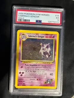 2000 Pokemon Gym Heroes Unlimited Sabrina's Gengar Holo Rare #14 PSA 5 EX - Image 1