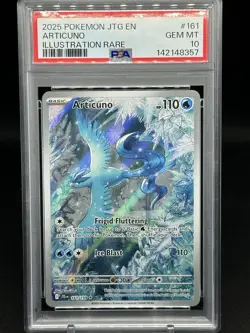 2025 POKEMON JTG EN-JOURNEY TOGETHER ILLUSTRATION RARE #161 ARTICUNO PSA 10 - Image 1