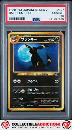 2000 Pokemon Japanese Neo 2 #197 Umbreon Holo PSA 10 Gem Mint - Image 1