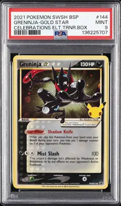 2021 POKEMON SWSH BLACK STAR PROMO #144 GRENINJA-GOLD STAR PSA 9 - Image 1