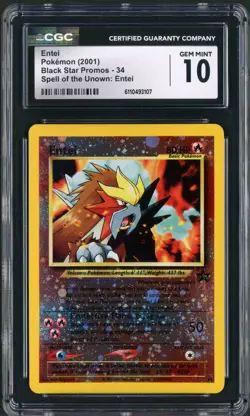 2001 Pokemon Black Star Promos Entei Spell Of The Unown #34 CGC Gem Mint 10 - Image 1