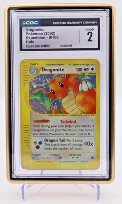 2002 Pokemon – Dragonite – Holo Rare – Expedition 9/165 – CGC 2 GOOD - Image 1