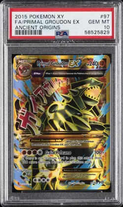 2015 POKEMON XY ANCIENT ORIGINS #97 FULL ART/PRIMAL GROUDON EX PSA 10 - Image 1