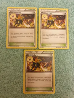 ALL-NIGHT PARTY TRAINER 96/122 XY BREAK POINT ×3 POKEMON CARDS - Image 1