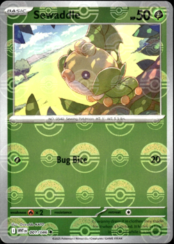 Sewaddle 001/086 - (Poke Ball Pattern) - SV: White Flare WHT Pokemon Card - NM - Image 1