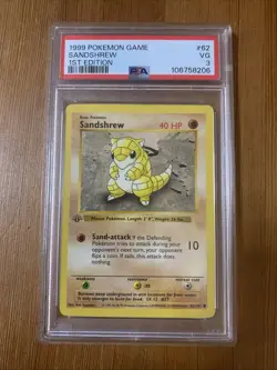1999 POKEMON SET 1ST EDITION #62/102 SANDSHREW PSA 3 - Image 1