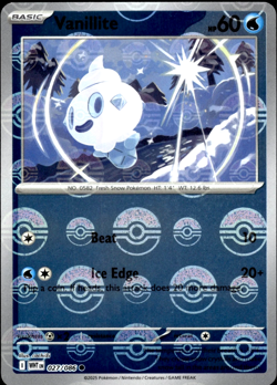 Vanillite 027/086 - (Poke Ball Pattern) Sv: White Flare WHT Pokemon Card - NM - Image 1