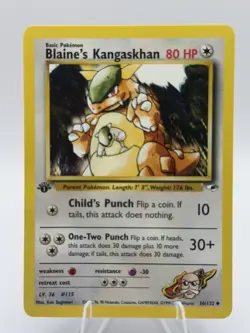 Pokemon Blaine's Kangaskhan Gym Heroes 1st Edition 36/132 Rare 80 HP - Image 1