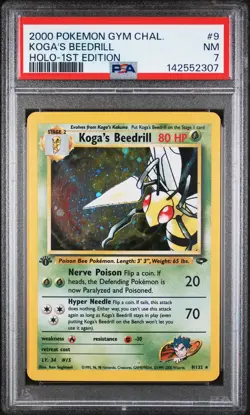 2000 POKEMON GYM CHALLENGE HOLO-1ST ED #9 KOGA'S BEEDRILL PSA 7 - Image 1
