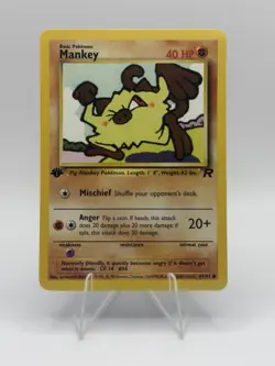 Pokemon Mankey Team Rocket 1st Edition 61/82 Common Regular 40 HP Card - Image 1
