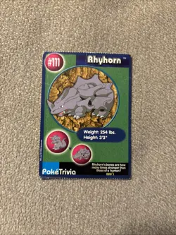 Pokemon The First Movie Poketrivia Promo Card #111 Rhyhorn Non Holo Movie Scene! - Image 1