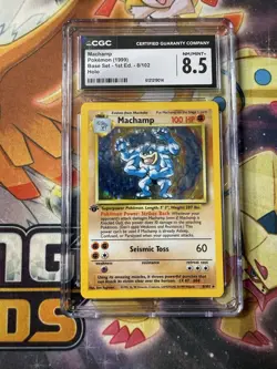 CGC 8.5 Machamp 1999 Base Set 1st Edition 8/102 Holo Pokemon Card - Image 1