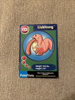 Lickitung #108 Burger King Card -Pokemon Poketrivia Card- LP (8) - Image 1