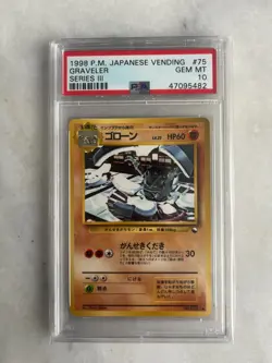 Graveler PSA 10 Gem Mint 1998 Pokemon Japanese Vending Series 3 #75 Glossy - Image 1