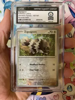 Pokemon TCG Zigzagoon Reverse Holo-Obsidian Flames-CGC WORLD RECORD BREAKS-1of 1 - Image 1
