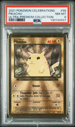 2021 POKEMON CELEBRATIONS ULTRA-PREM COLL #58 PIKACHU PSA 8 - Image 1