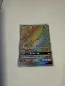 Pokemon TCG Tauros GX Full Art Holo Rainbow Rare Card Sun & Moon 156/149 - Image 1