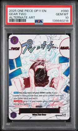 One Piece Gear Two (Alternate Art) OP11-080 A Fist of Divine Speed PSA 10 - Image 2