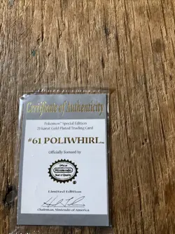 1999 Pokemon Special Edition 23 Karat Gold Plated Trading Card #61 Poliwhirl - Image 4