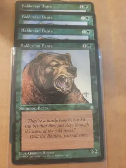 X4 Balduvian Bears Ice Age MTG Magic the Gathering Green 1995 PLAYED Playset x 4 - Image 1