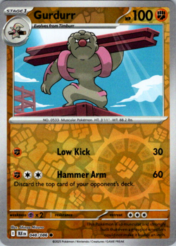 Gurdurr - 048/086 - Reverse Holo - Pokemon TCG Black Bolt NM - Image 1