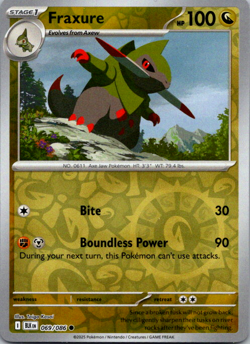 Fraxure 069/086 S&V: Black Bolt Reverse Holo Pokemon TCG NM - Image 1