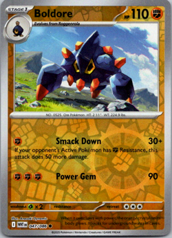 Boldore 047/086 White Flare Reverse Holo Pokemon TCG NM - Image 1
