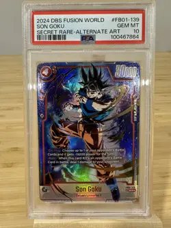 Dragon Ball Super Card Game Son Goku FB01-139 SCR Secret Rare ALT-ART-PSA10 UK - Image 1