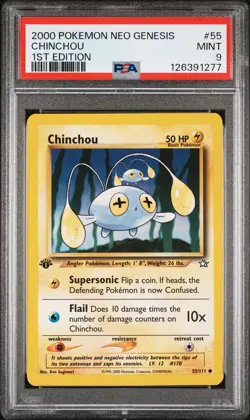 2000 POKEMON NEO GENESIS 1ST ED #55 CHINCHOU PSA 9 - Image 1