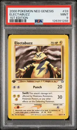 2000 POKEMON NEO GENESIS 1ST ED #33 ELECTABUZZ PSA 9 - Image 1