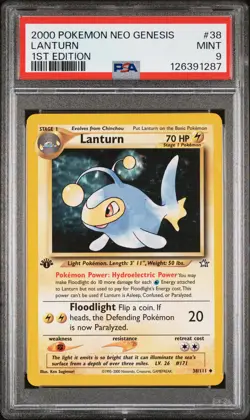 2000 POKEMON NEO GENESIS 1ST ED #38 LANTURN PSA 9 - Image 1