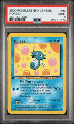 2000 POKEMON NEO GENESIS 1ST ED #62 HORSEA PSA 9 - Image 1
