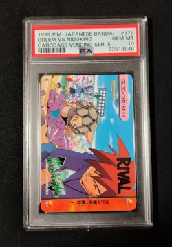 PSA 10 Golem Vs Nidoking #179 Pokemon Bandai Anime Carddass Vending Card Mint - Image 1