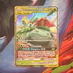 Pokemon Celebi & Venusaur GX TAG TEAM Ultra Rare Holo Sun & Moon Team Up 1/181 - Image 1
