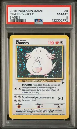 Pokemon 2000 Chansey - Base Set 2 Unlimited - PSA 8 - Image 1