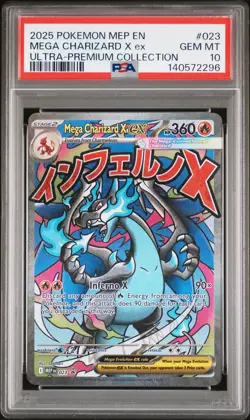 2025 POKEMON MEP EN-ME BLACK STAR PROMO #023 MEGA CHARIZARD X EX PSA 10 - Image 1