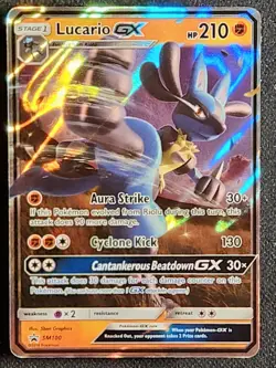 2018 Lucario GX ULTRA RARE Black Star Promo SM100 Pokemon TCG Card Holo Foil-BR - Image 1