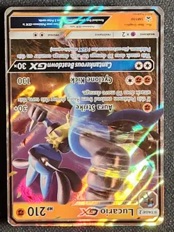 2018 Lucario GX ULTRA RARE Black Star Promo SM100 Pokemon TCG Card Holo Foil-BR - Image 2