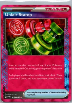 Unfair Stamp 165/167 - Pokemon SV06: Twilight Masquerade - Ace Spec Rare (NM) - Image 1