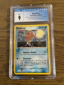 2004 Pokemon EX Fire Red & Leaf Green Magikarp 67/112 Error Uncommon CGC 9 - Image 1
