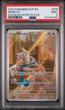 Mimikyu Pokemon Center 075 Pokemon PSA 9 MINT Paldean Fates PC ETB Promo - Image 1